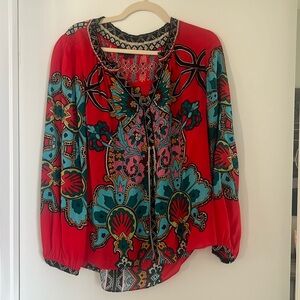 Hale Bob long sleeved colorful blouse